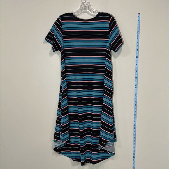 Blue, Black, & Pink Striped Short Sleeve Dress By LuLaRoe. Size Small. - Picture 5 of 5